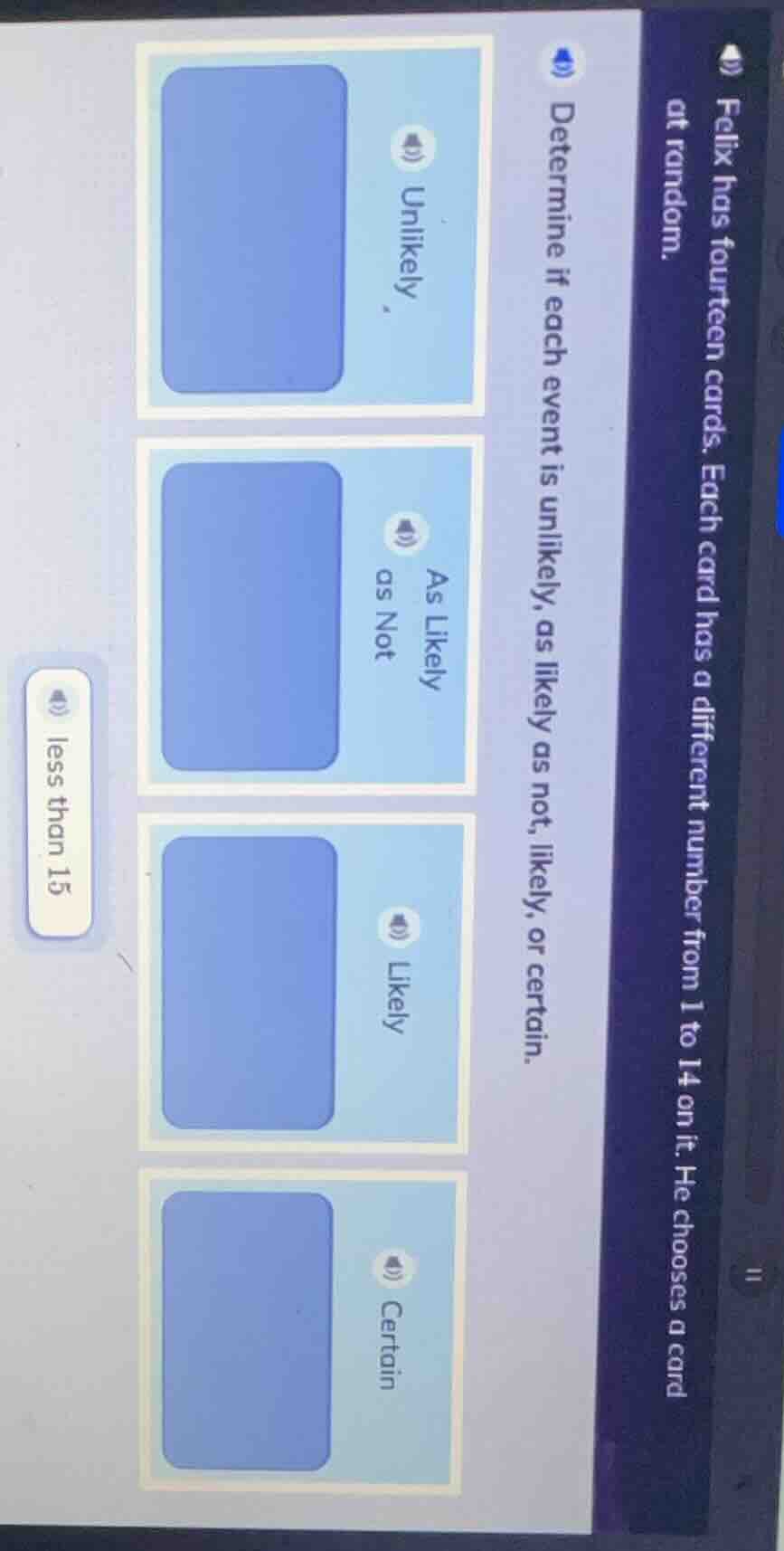 felix has fourteen cards. each card has a different number from 1 to 14…