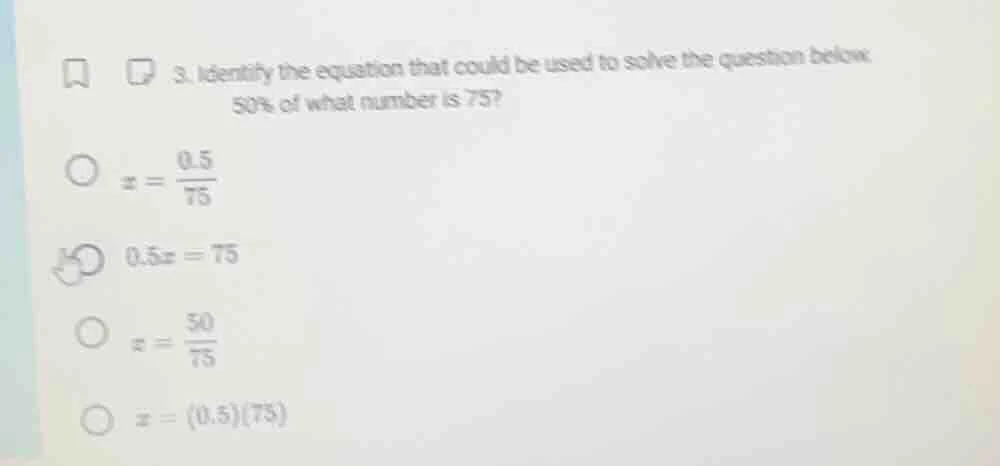 3. identify the equation that could be used to solve the question below…