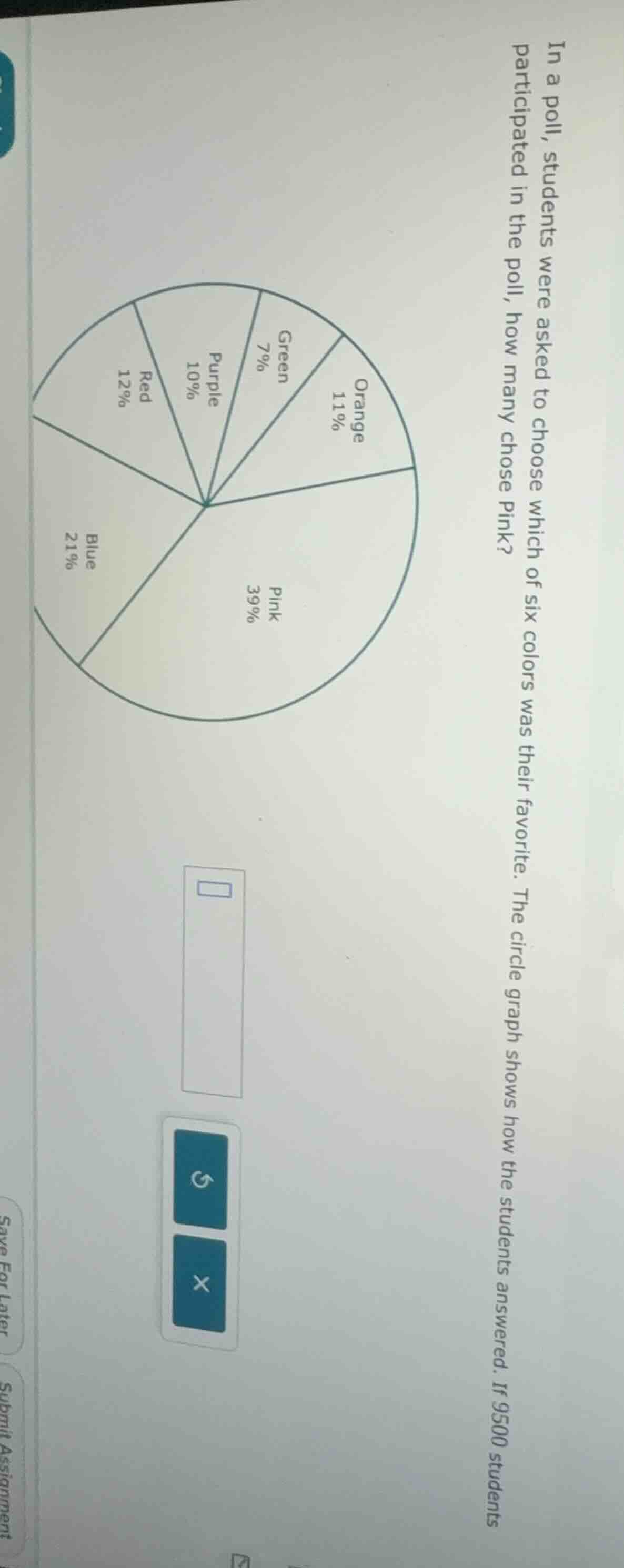 in a poll, students were asked to choose which of six colors was their …