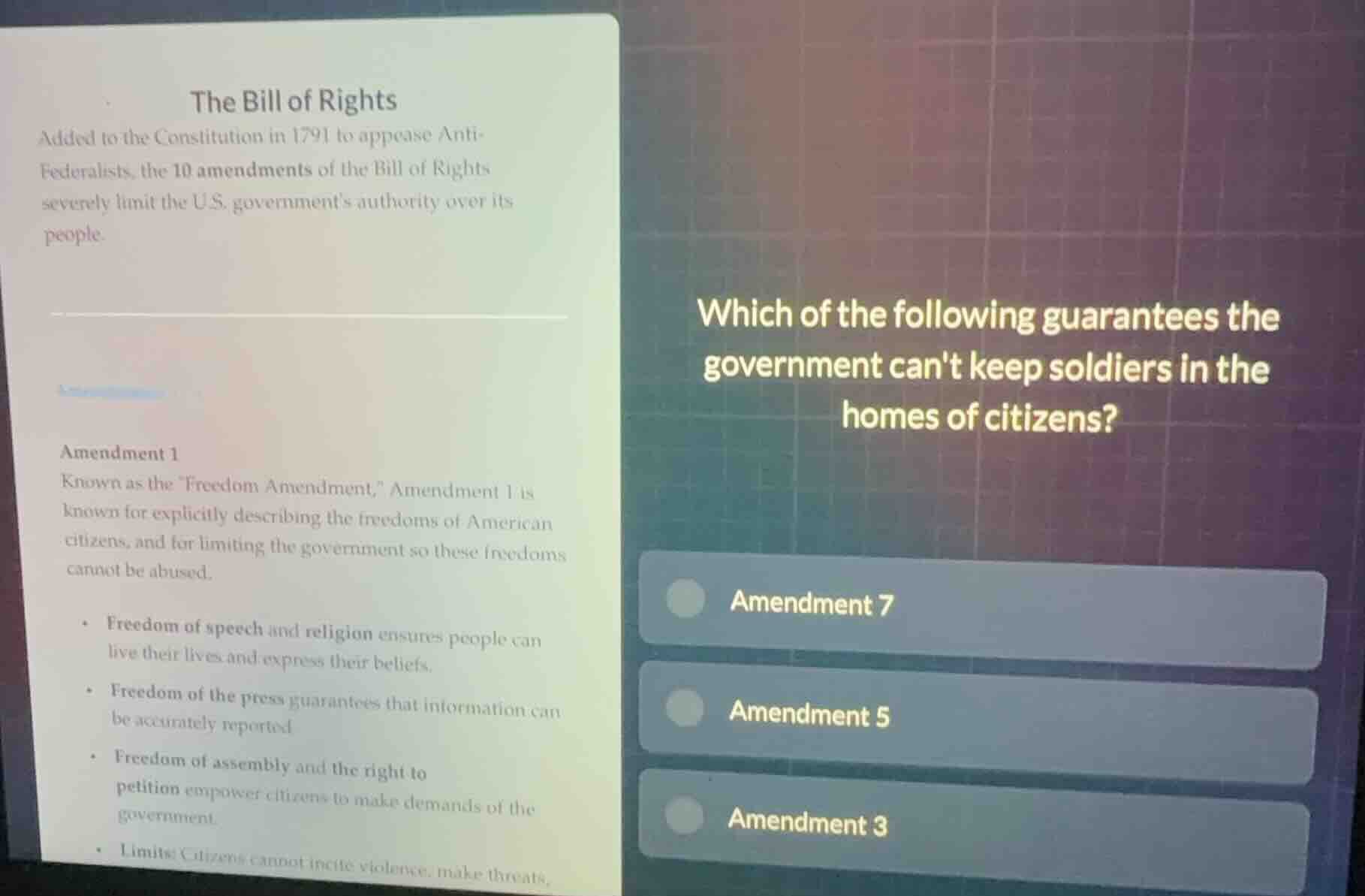 the bill of rights added to the constitution in 1791 to appease anti - …