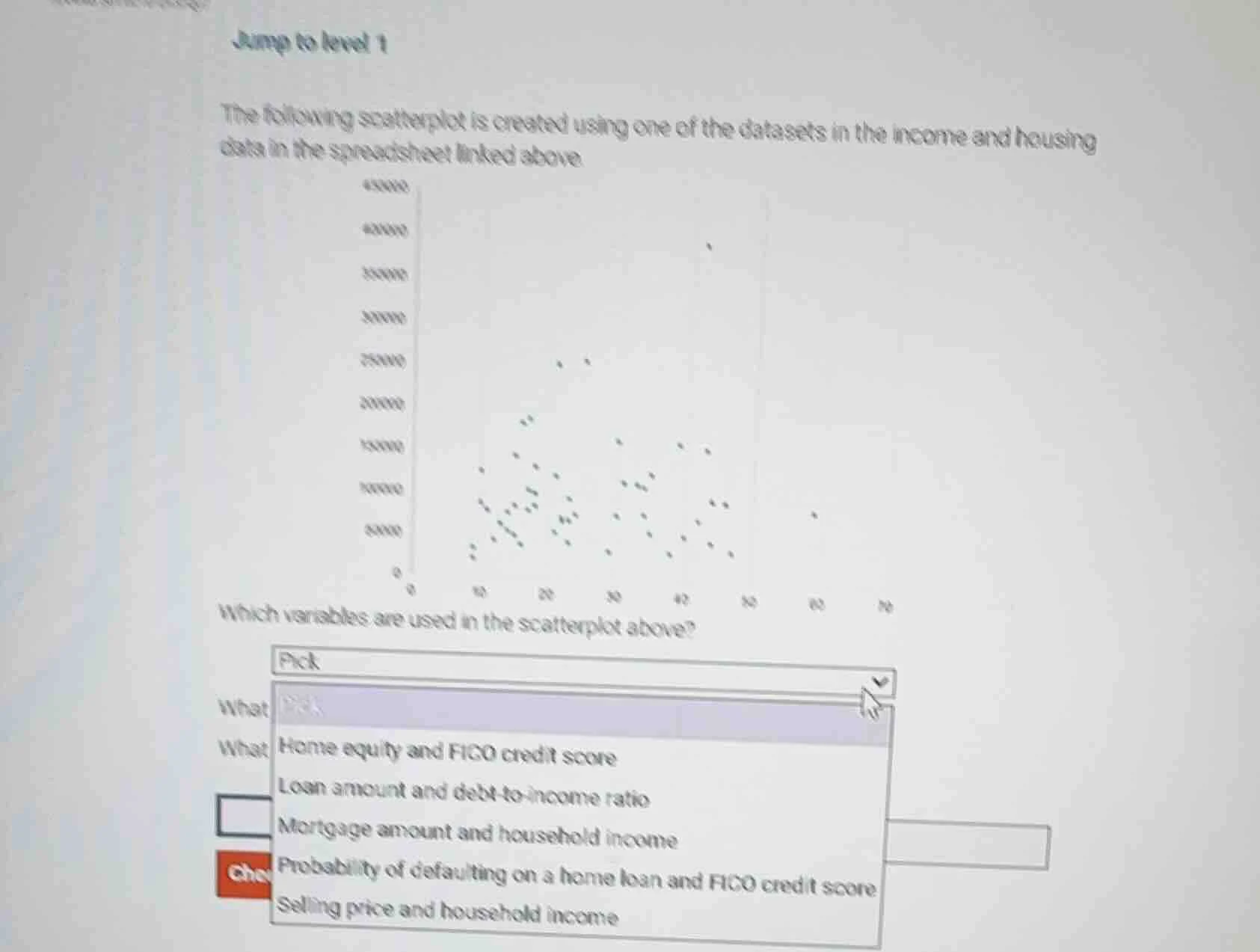 jump to level 1 the following scatterplot is created using one of the d…