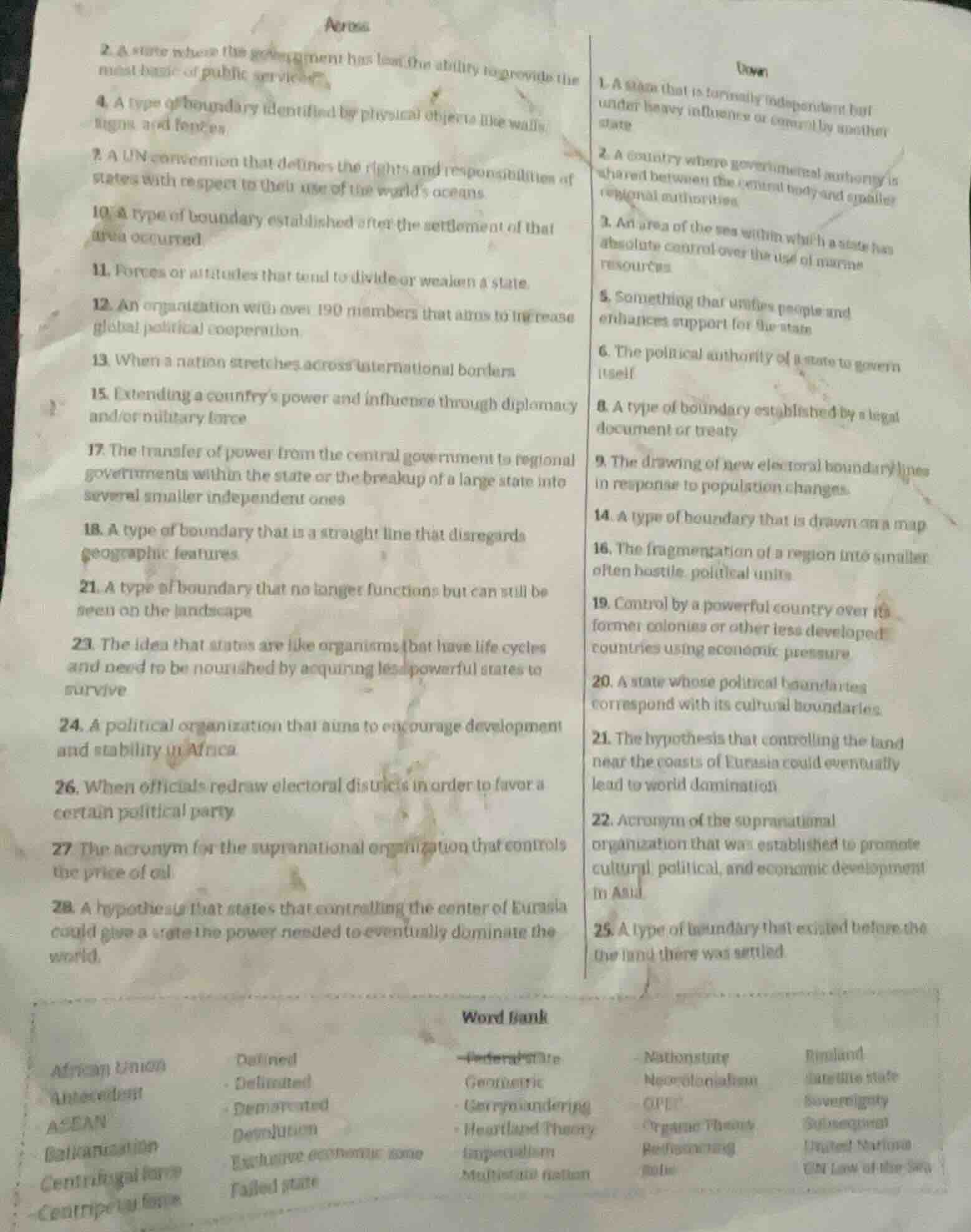 across 2. a state where the government has lost the ability to provide …