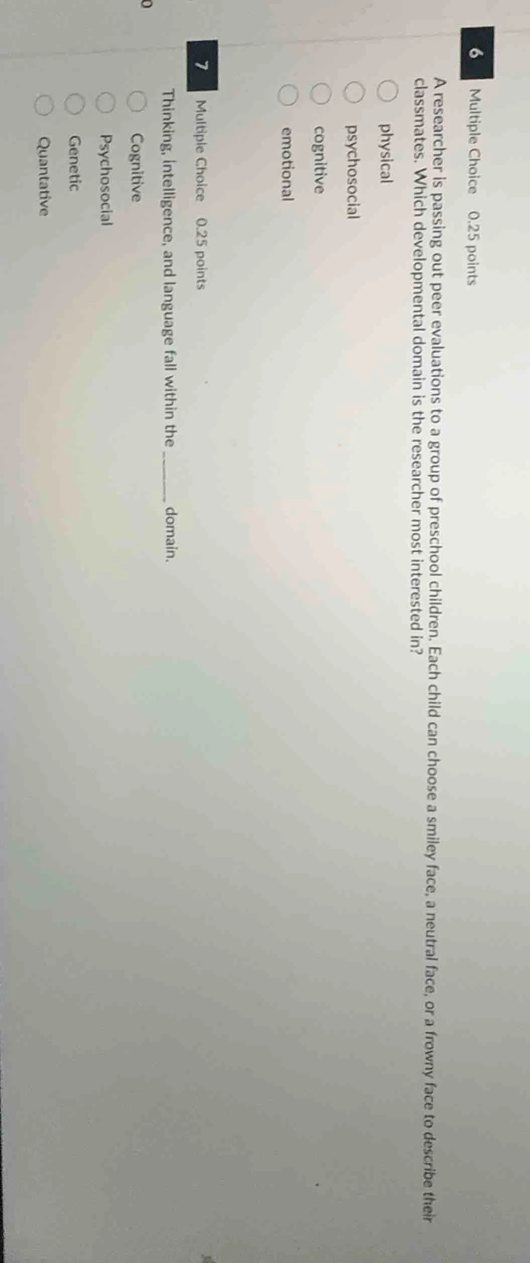 6 multiple choice 0.25 points a researcher is passing out peer evaluati…