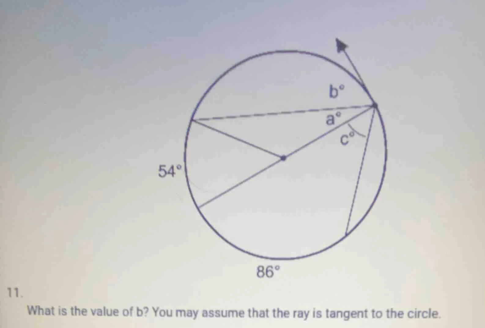 11. what is the value of b? you may assume that the ray is tangent to t…