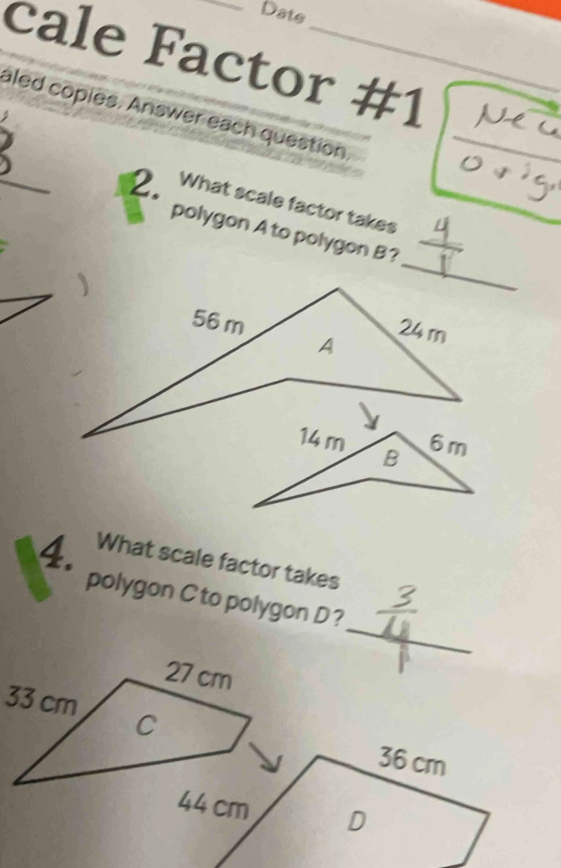 cale factor #1 aled copies. answer each question. 2. what scale factor …