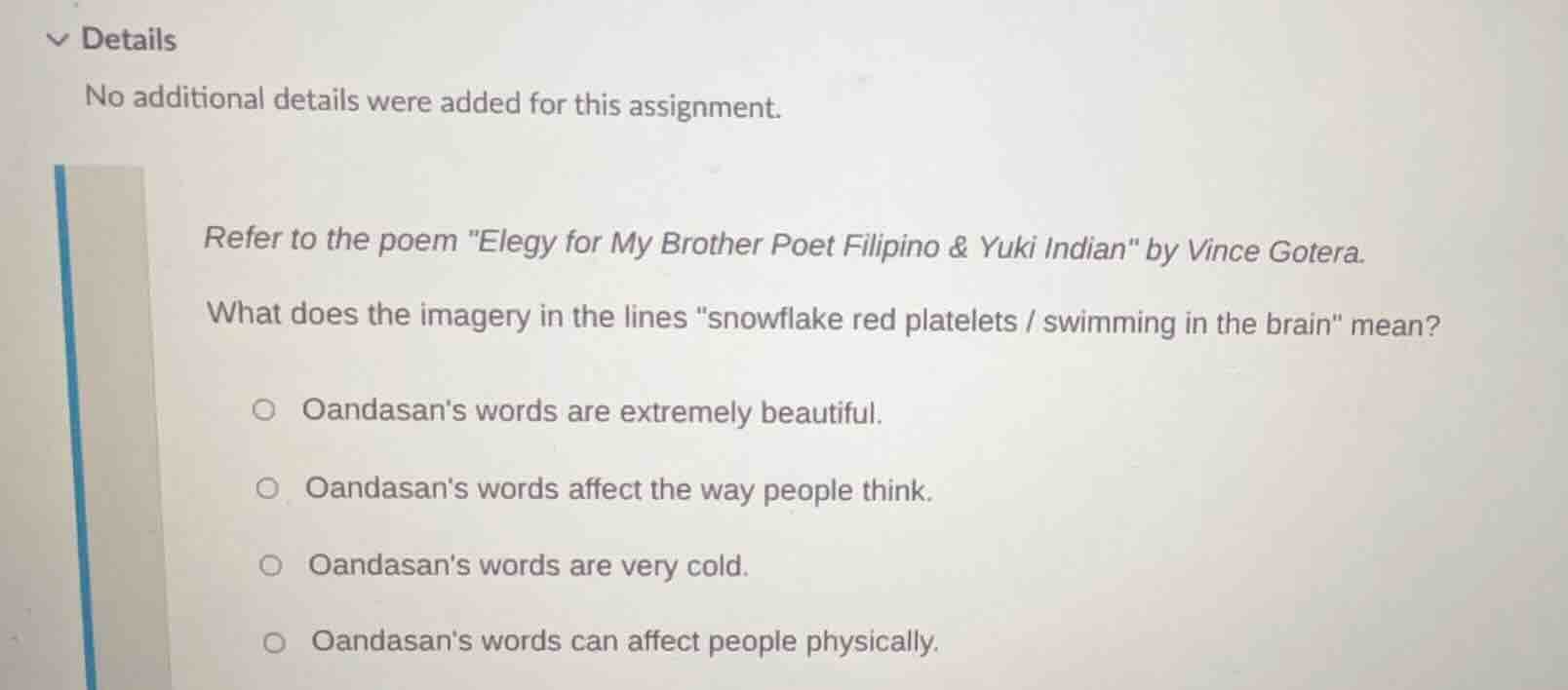 details no additional details were added for this assignment. refer to …