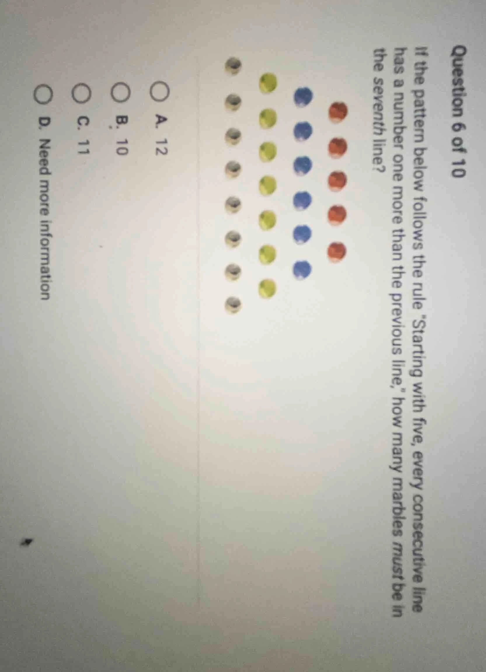 question 6 of 10 if the pattern below follows the rule \starting with f…