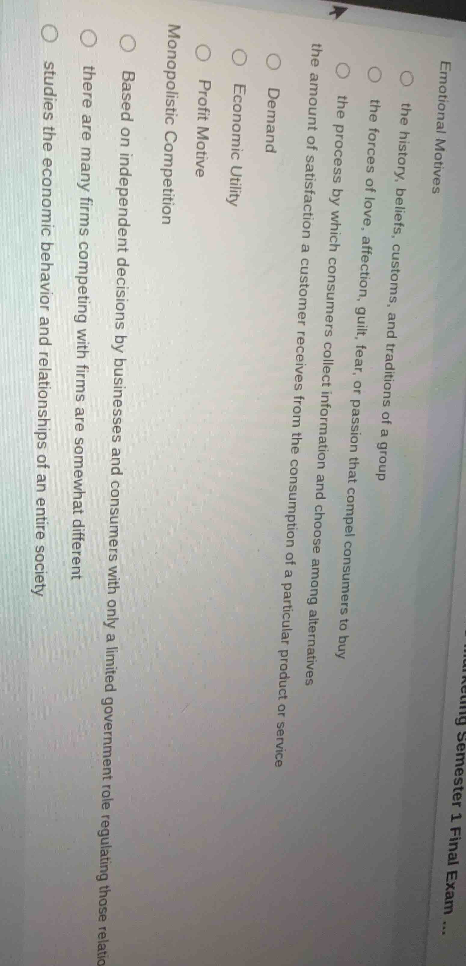 emotional motives ○ the history, beliefs, customs, and traditions of a …