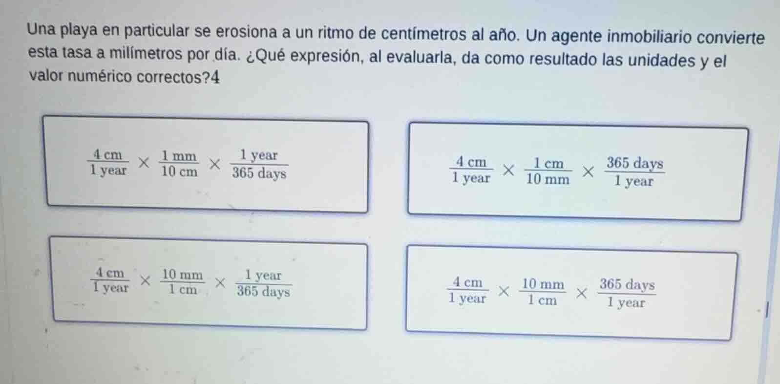 una playa en particular se erosiona a un ritmo de centímetros al año. u…