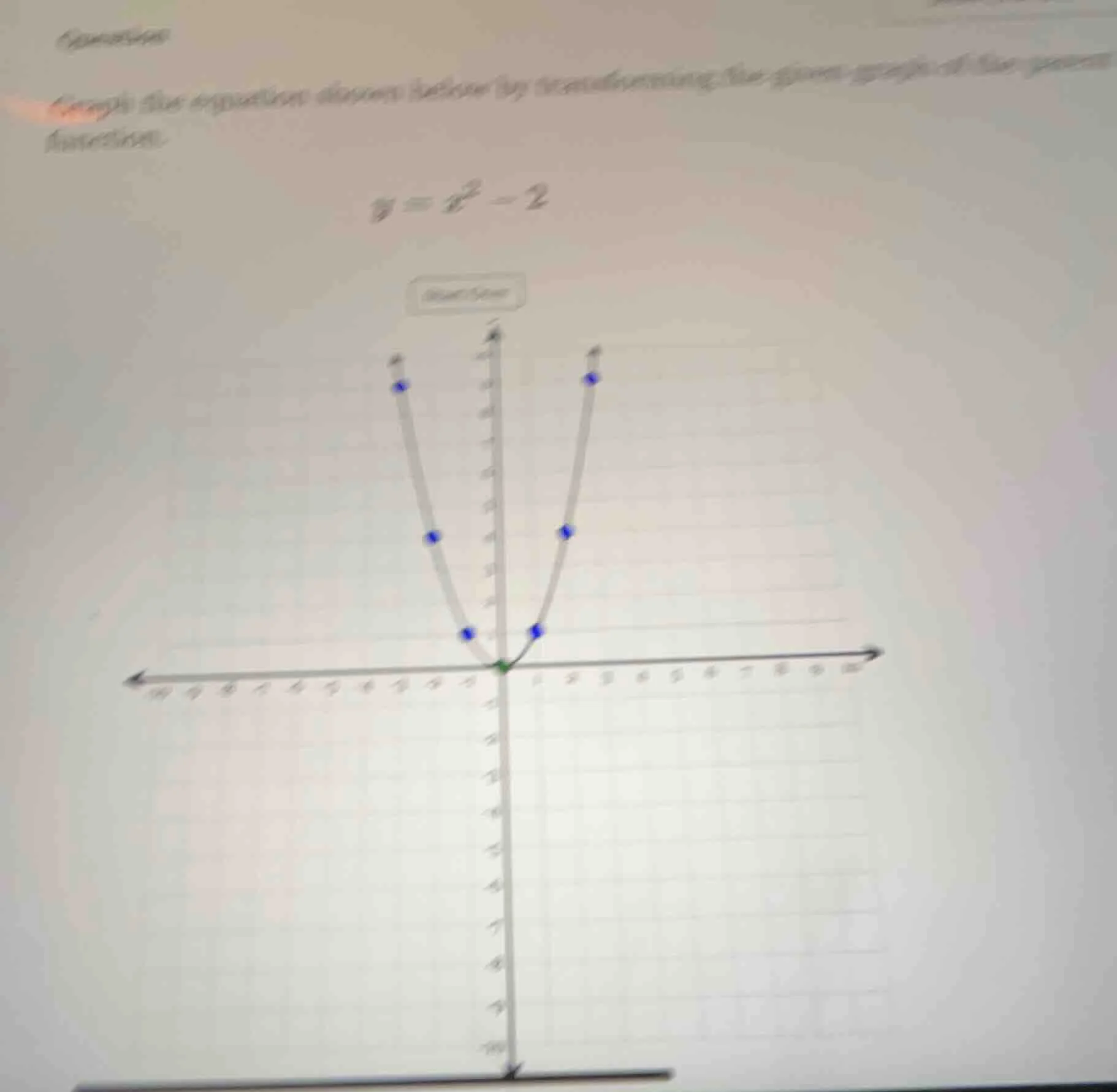 question graph the equation shown below by transforming the given graph…