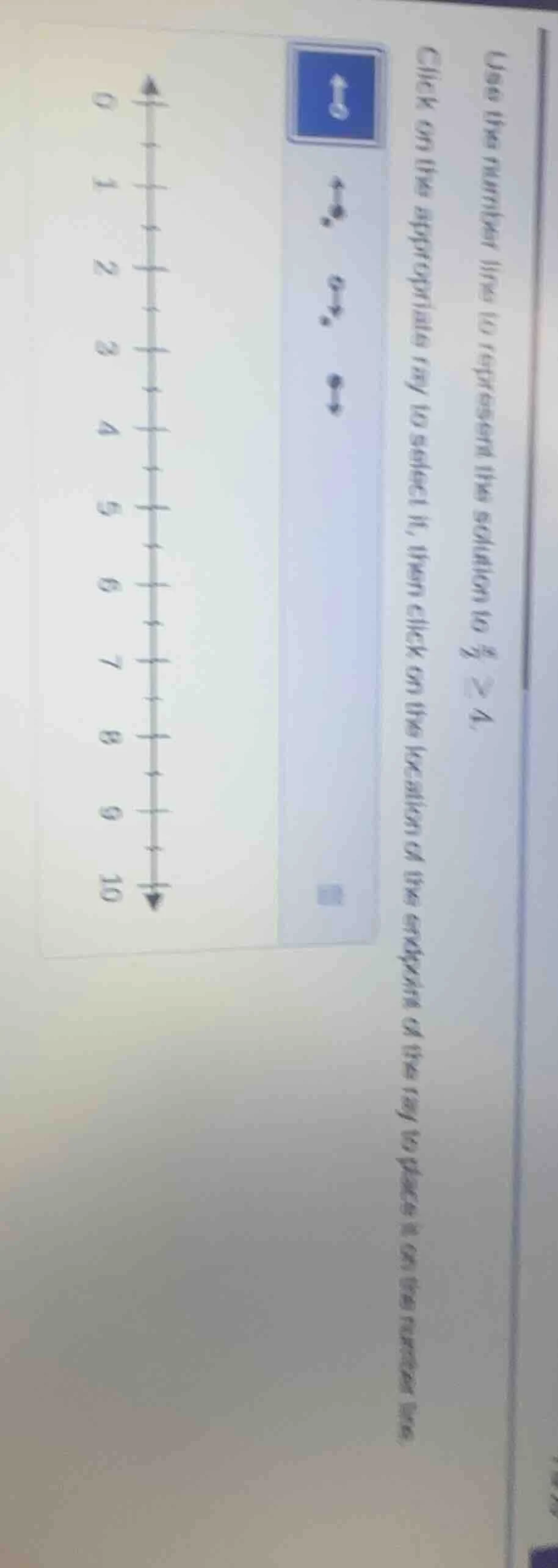 use the number line to represent the solution to \\( \\frac{x}{2} \\geq…
