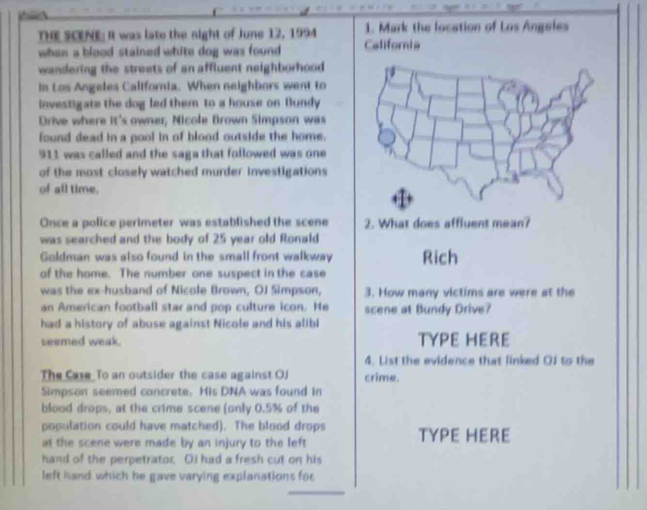 the scene: it was late the night of june 12, 1994 when a blood stained …