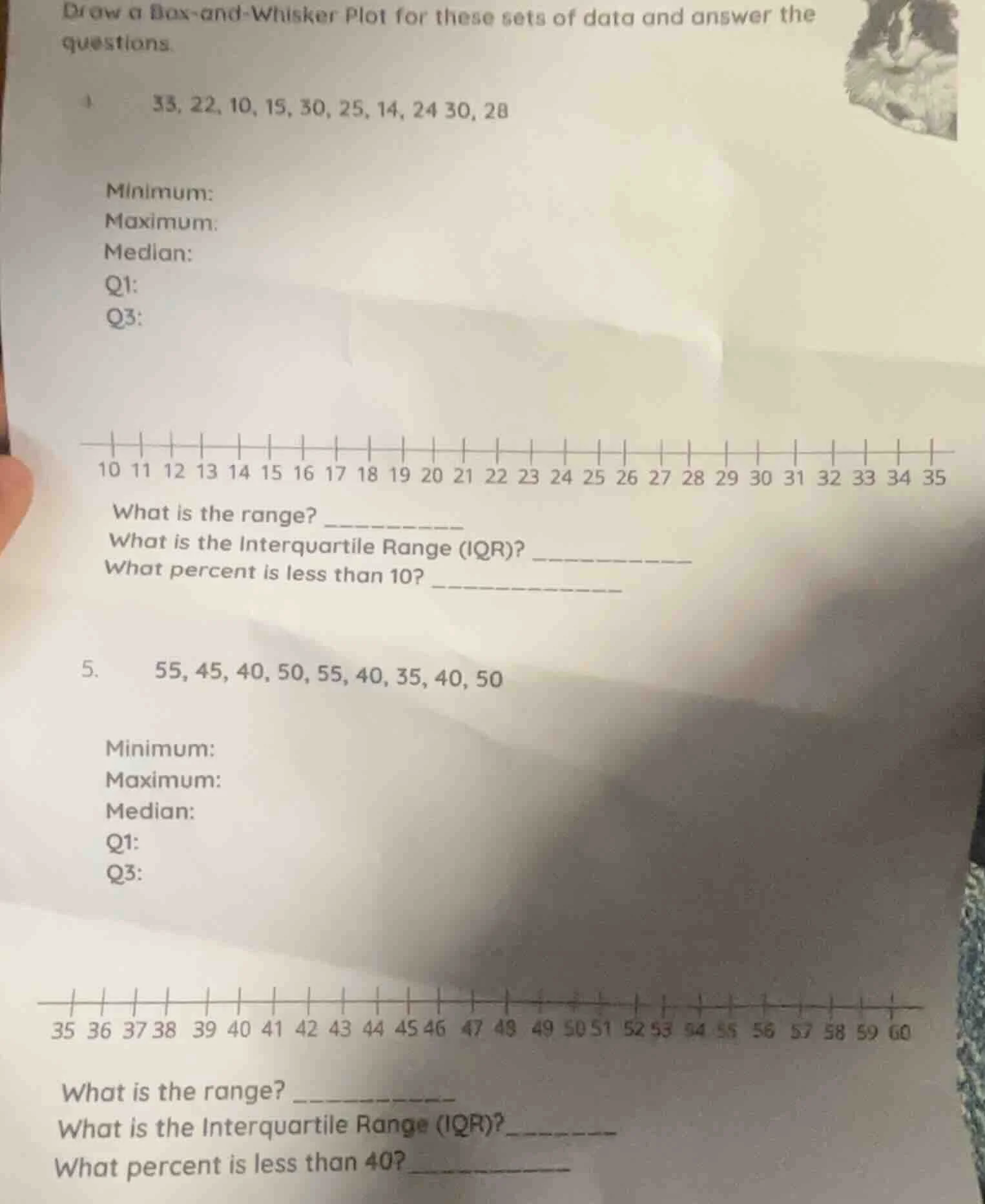 draw a box-and-whisker plot for these sets of data and answer the quest…
