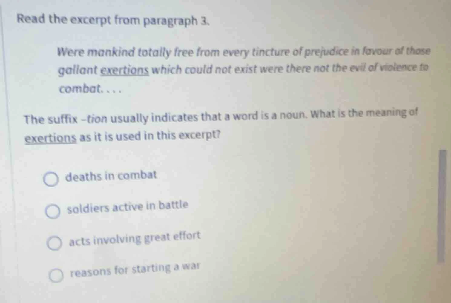 read the excerpt from paragraph 3. were mankind totally free from every…