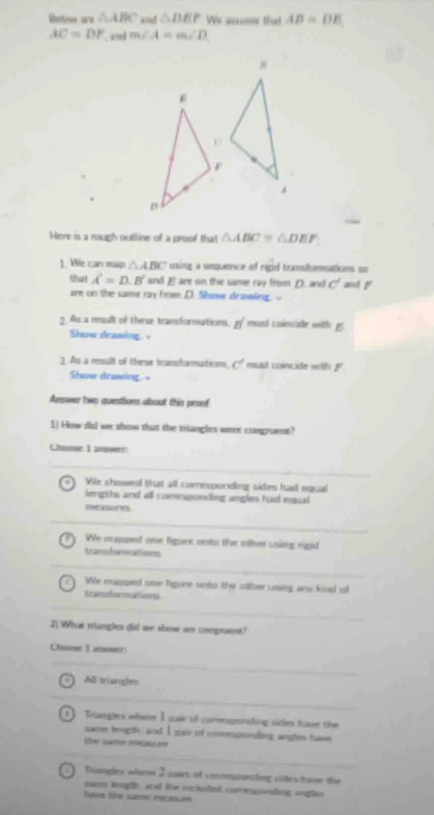 below are $\\triangle abc$ and $\\triangle def$. we assume that $ab = d…