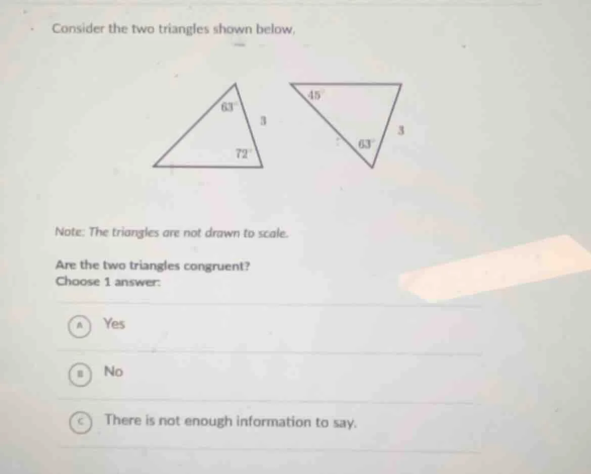 consider the two triangles shown below, (images of two triangles: first…