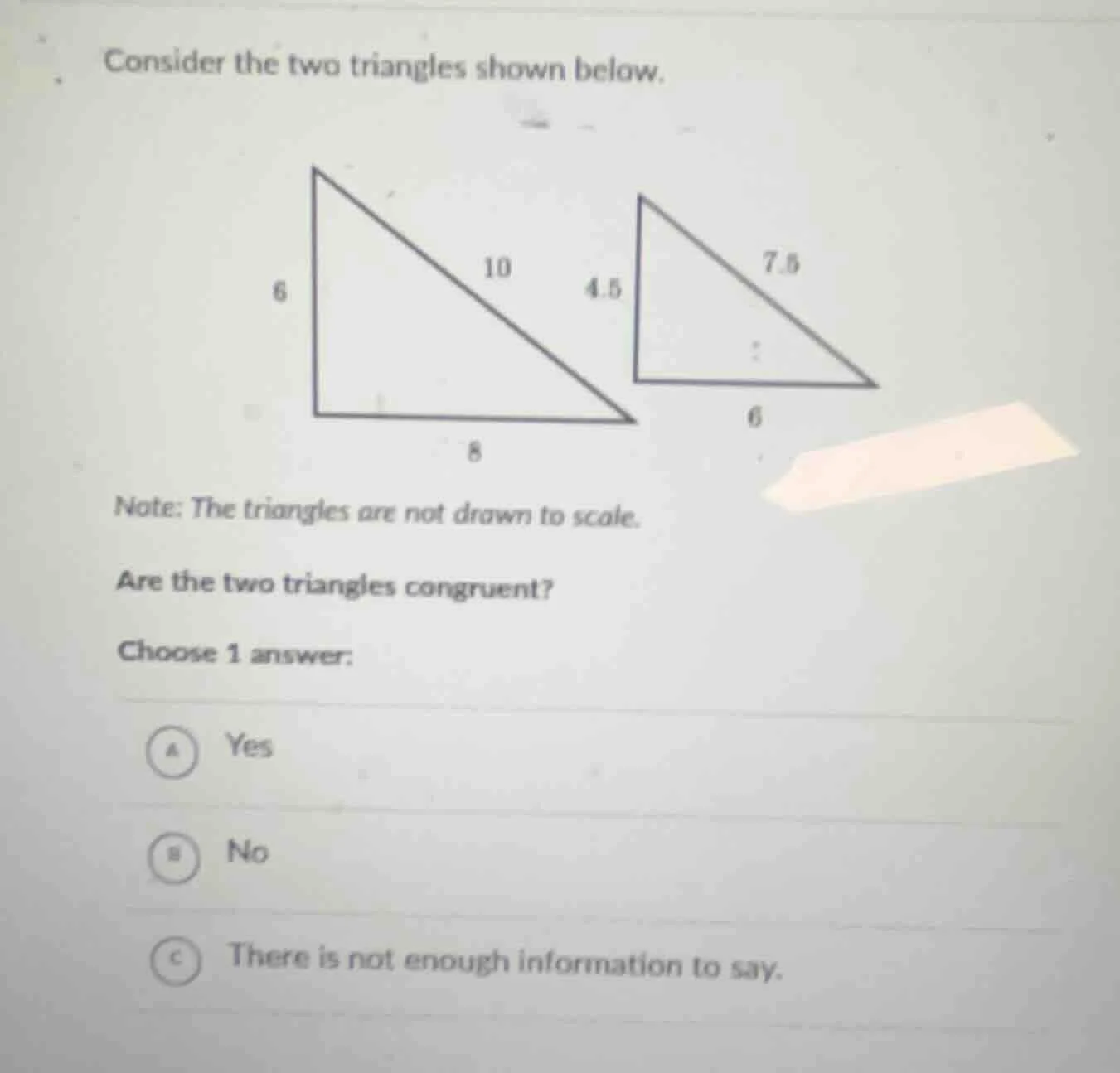 consider the two triangles shown below. two right triangles are shown, …
