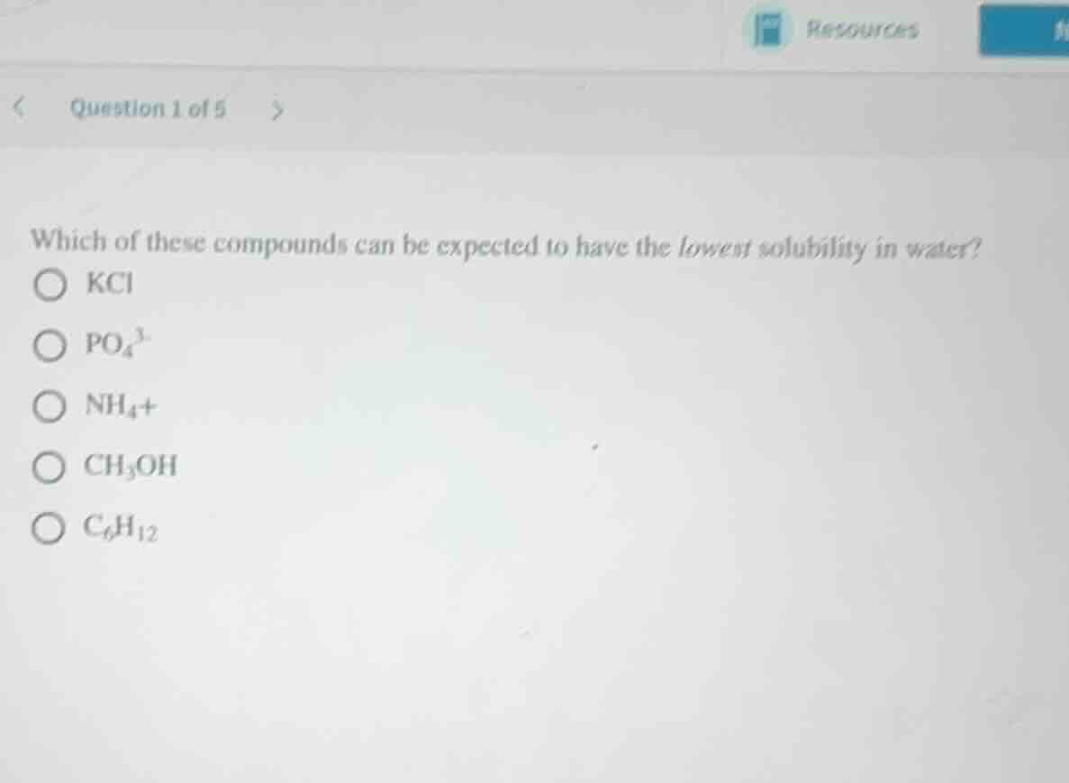 question 1 of 5 which of these compounds can be expected to have the lo…