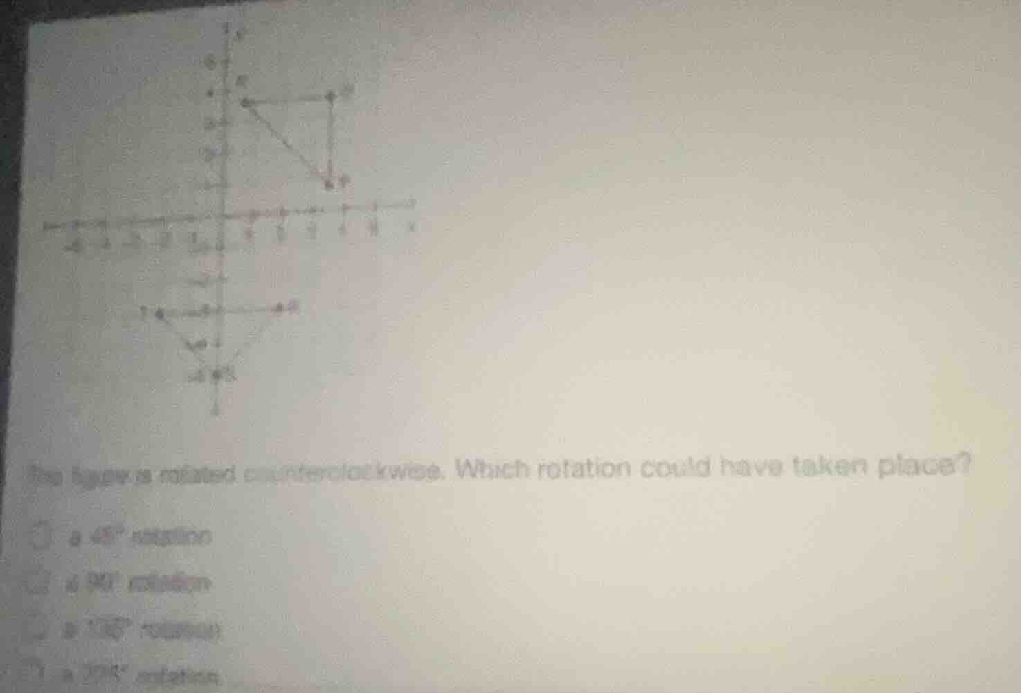 the figure was rotated counterclockwise. which rotation could have take…