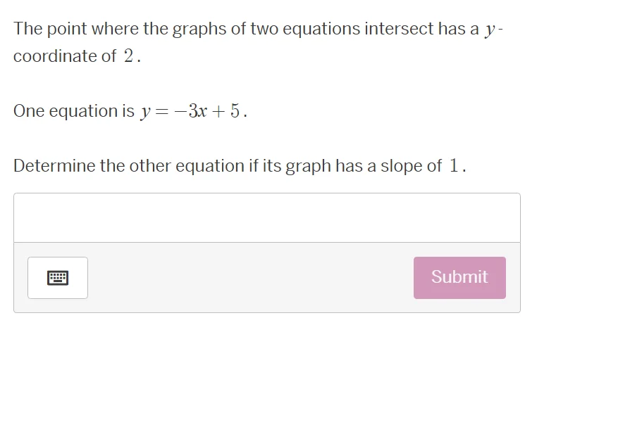 the point where the graphs of two equations intersect has a y-coordinat…
