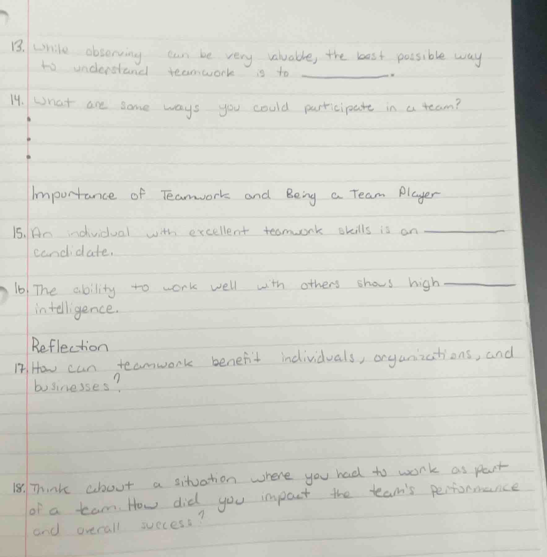 13. while observing can be very valuable, the best possible way to unde…