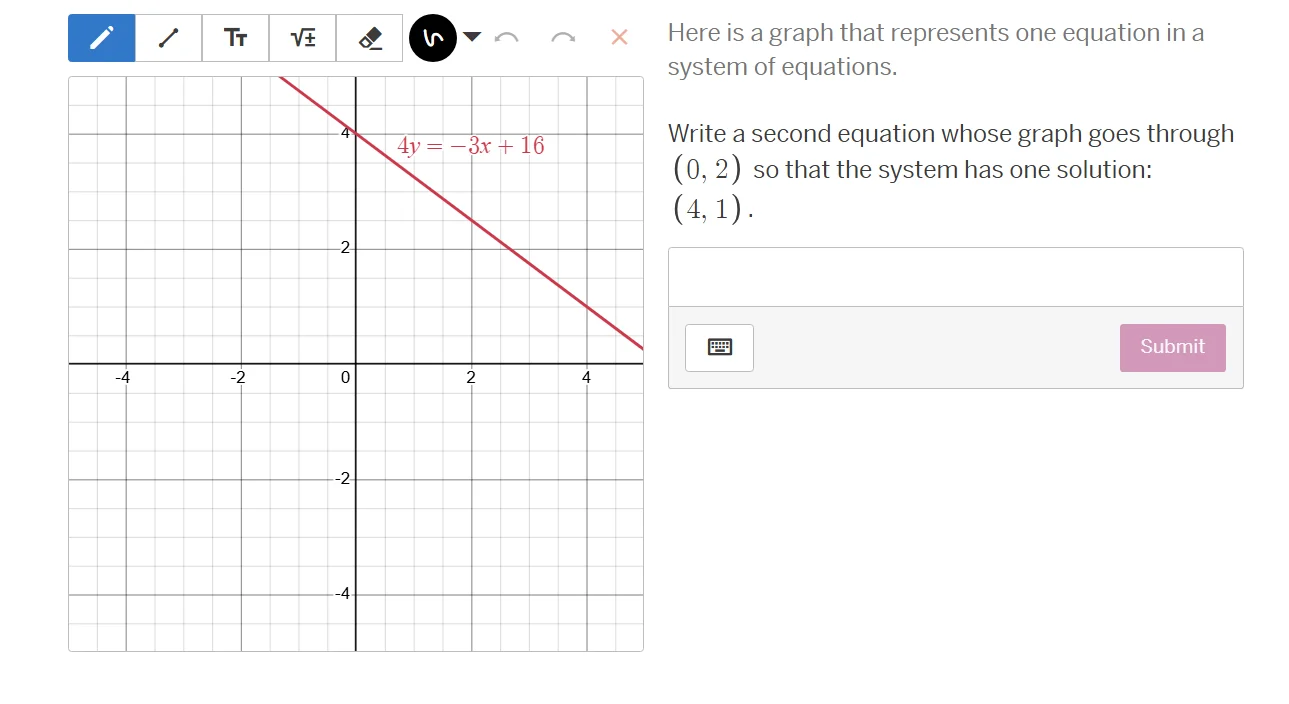 here is a graph that represents one equation in a system of equations. …