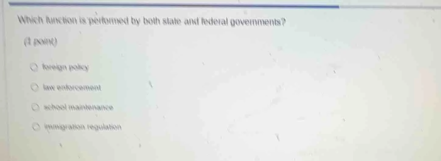 which function is performed by both state and federal governments? (1 p…