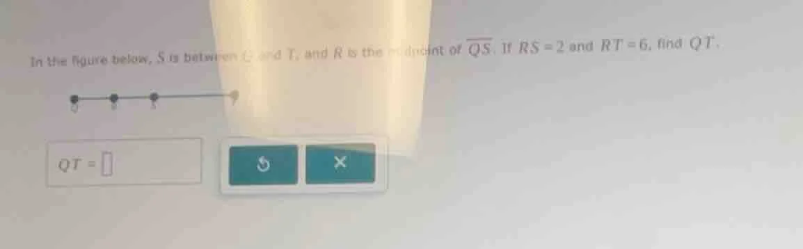in the figure below, s is between q and t, and r is the midpoint of \\(…