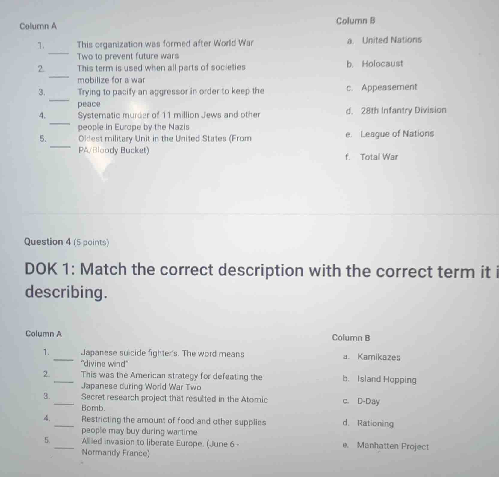 column a 1. this organization was formed after world war two to prevent…
