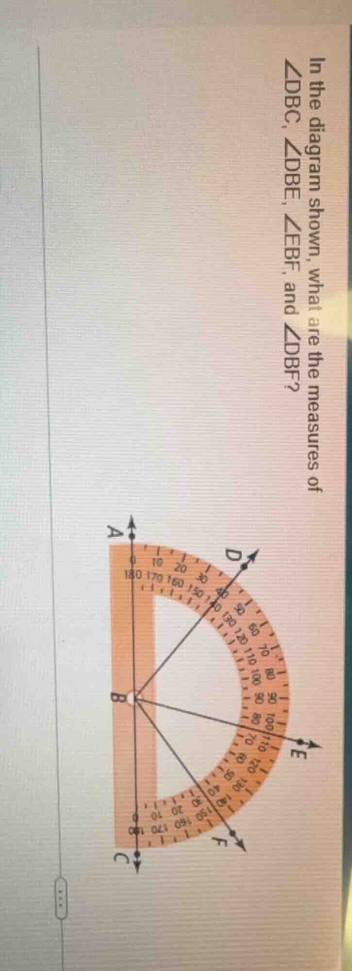 in the diagram shown, what are the measures of \\(\\angle dbc\\), \\(\\…