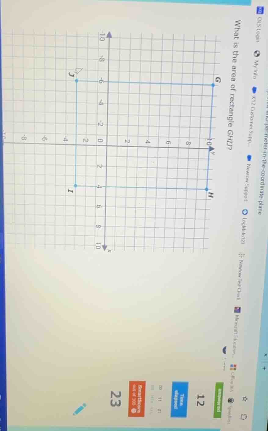 what is the area of rectangle ghij?