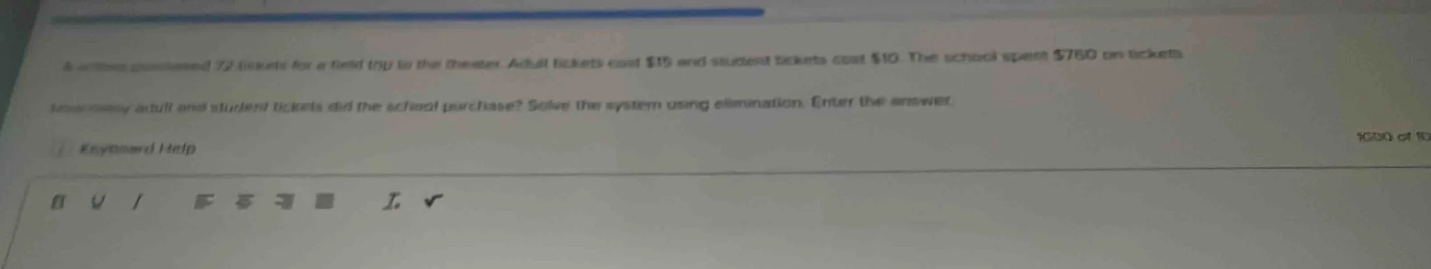 a school purchased 72 tickets for a field trip to the theater. adult ti…