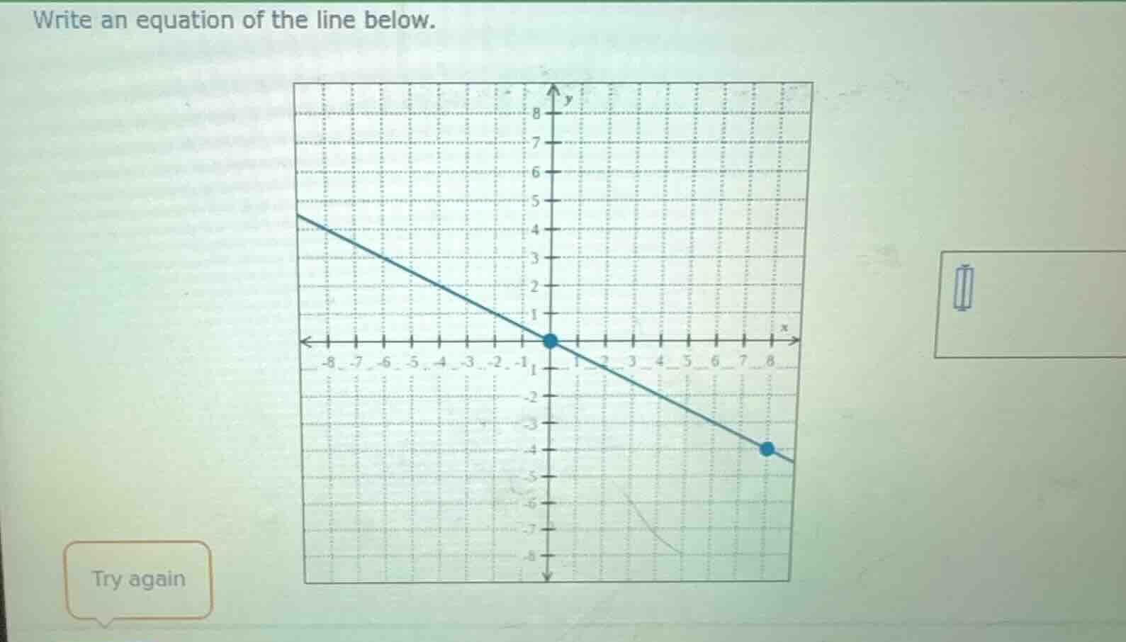 write an equation of the line below.