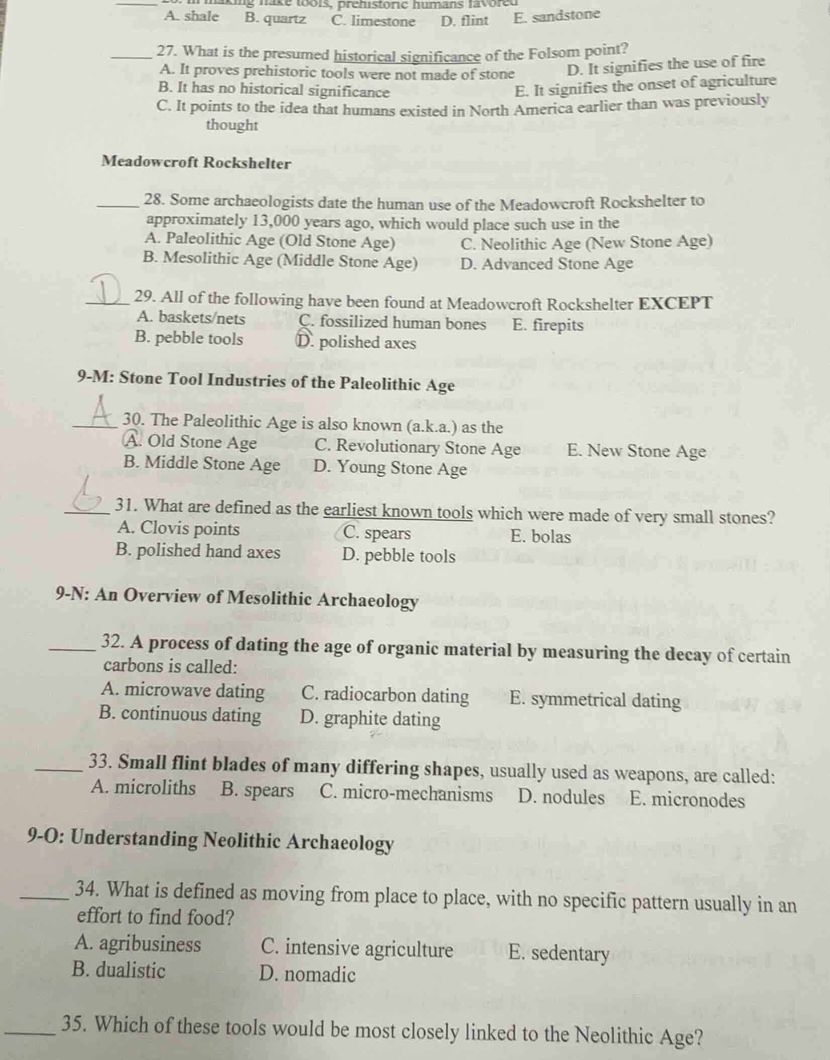 27. what is the presumed historical significance of the folsom point? a…
