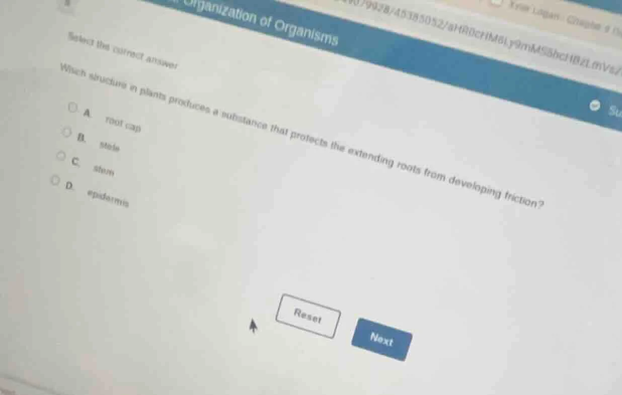 select the correct answer which structure in plants produces a substanc…