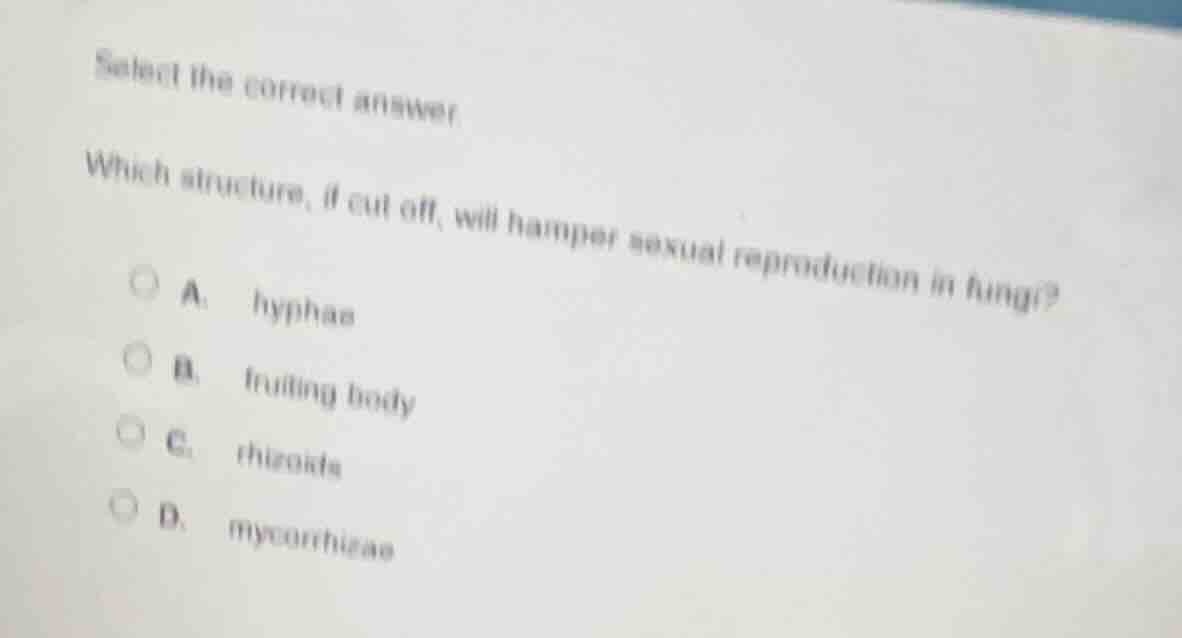 select the correct answer. which structure, if cut off, will hamper sex…