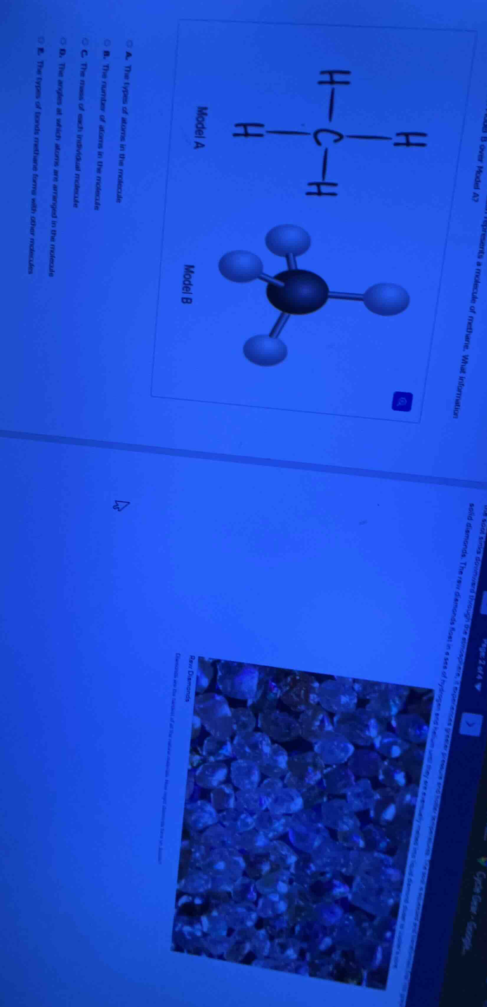 model a (a chemical structure diagram of methane) and model b (a 3d mol…