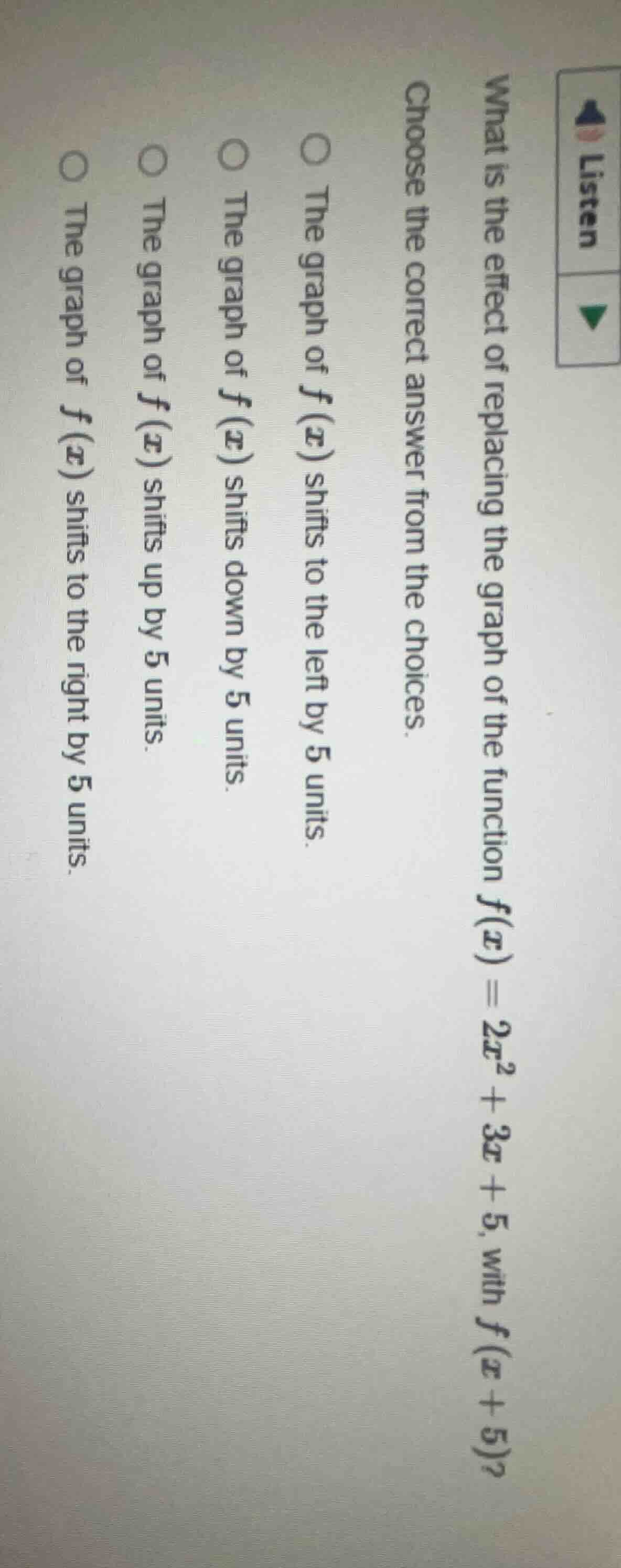what is the effect of replacing the graph of the function $f(x)=2x^2 + …