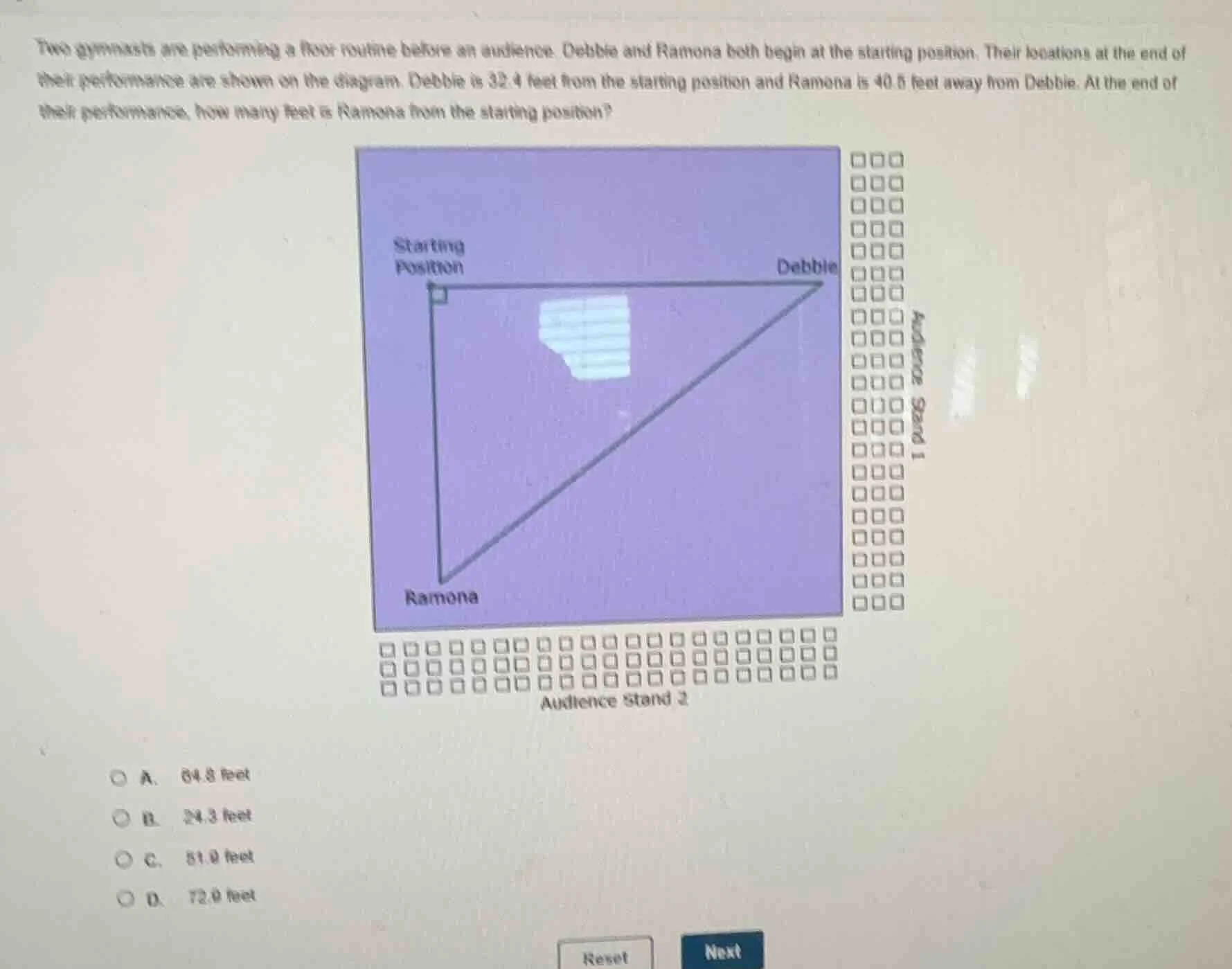 two gymnasts are performing a floor routine before an audience. debbie …