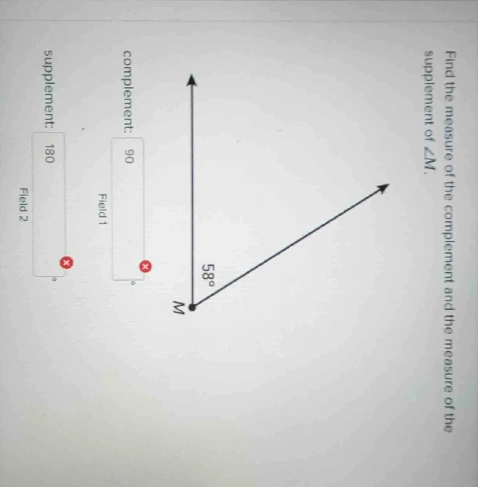 find the measure of the complement and the measure of the supplement of…