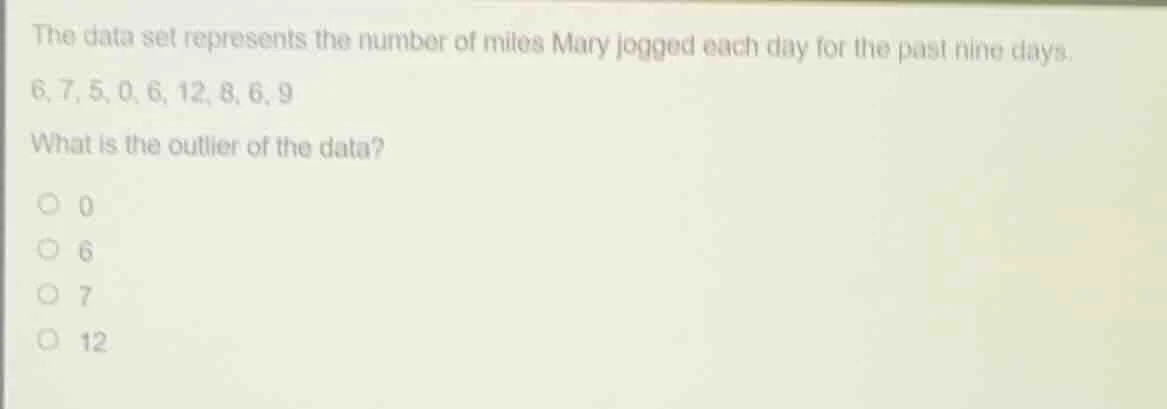 the data set represents the number of miles mary jogged each day for th…