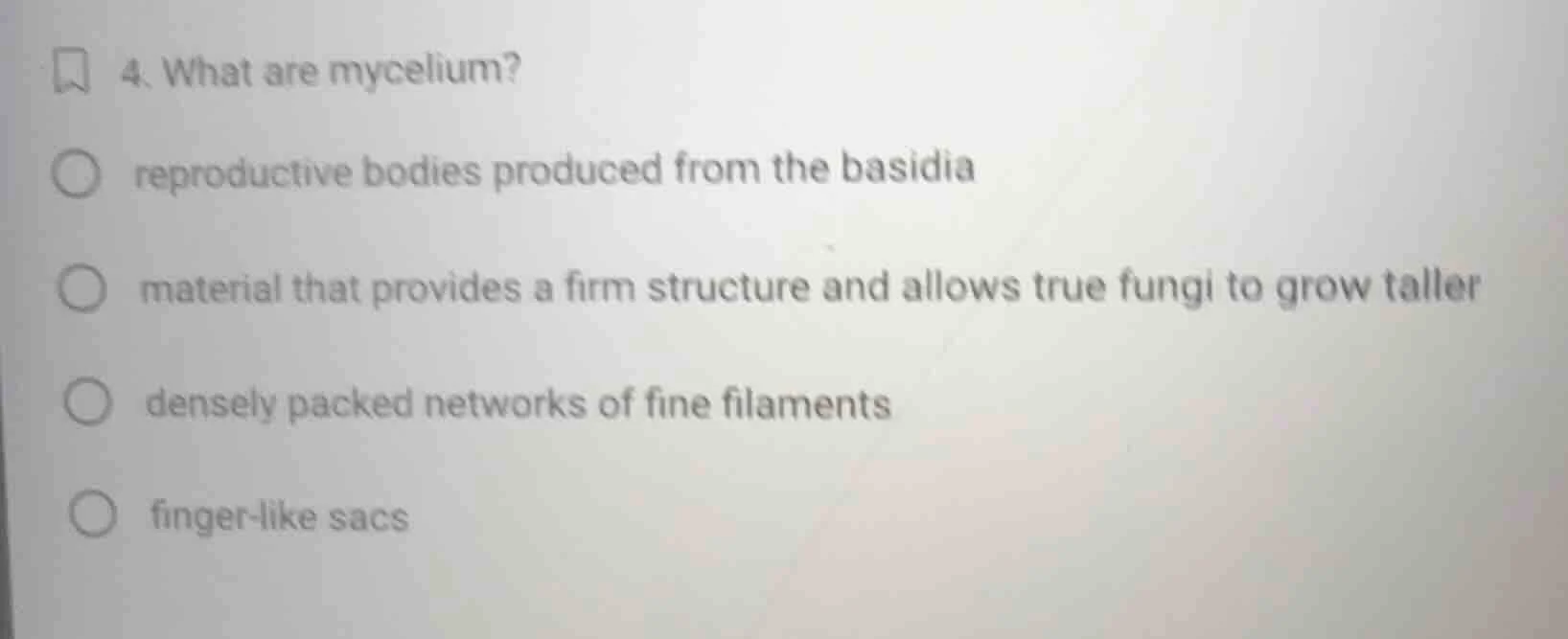 4. what are mycelium? reproductive bodies produced from the basidia mat…