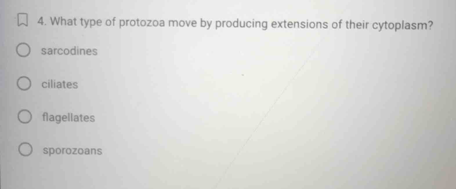 4. what type of protozoa move by producing extensions of their cytoplas…