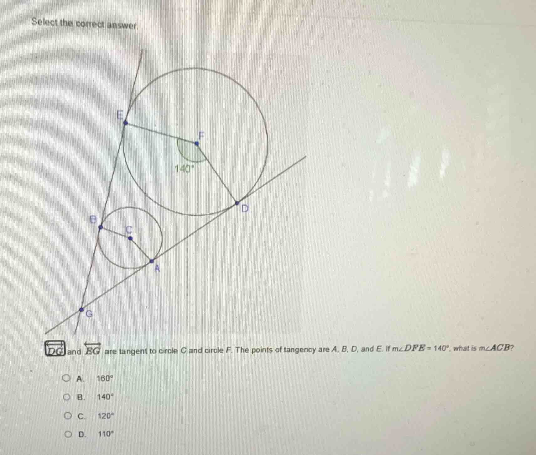 select the correct answer (overleftrightarrow{dg}) and (overleftrightar…
