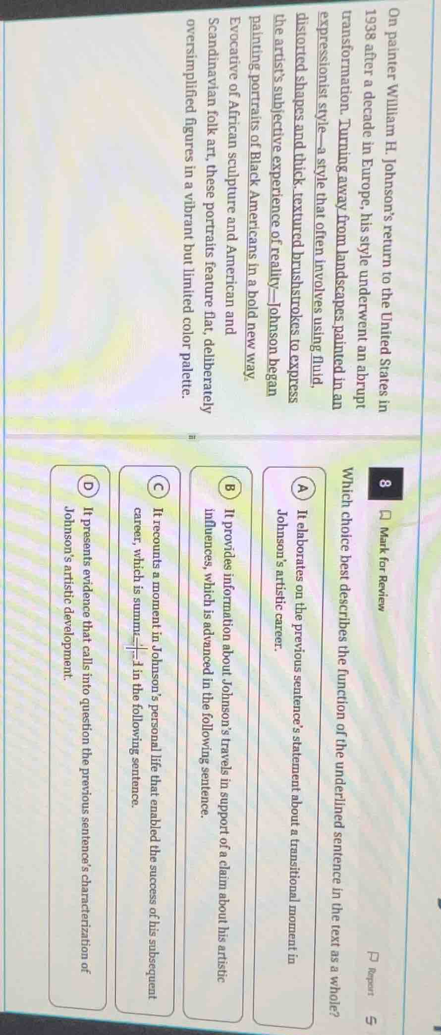on painter william h. johnson’s return to the united states in 1938 aft…