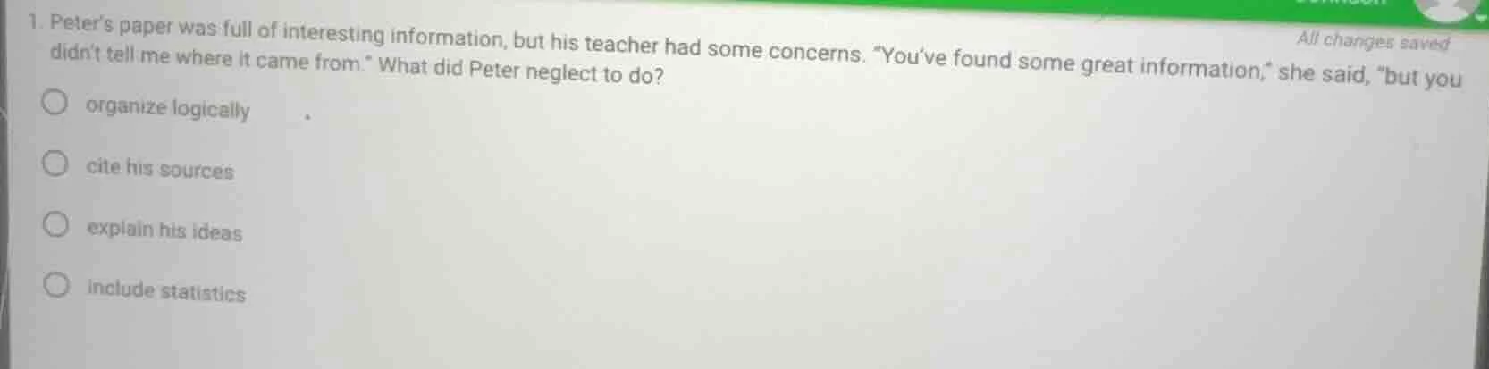 1. peter’s paper was full of interesting information, but his teacher h…