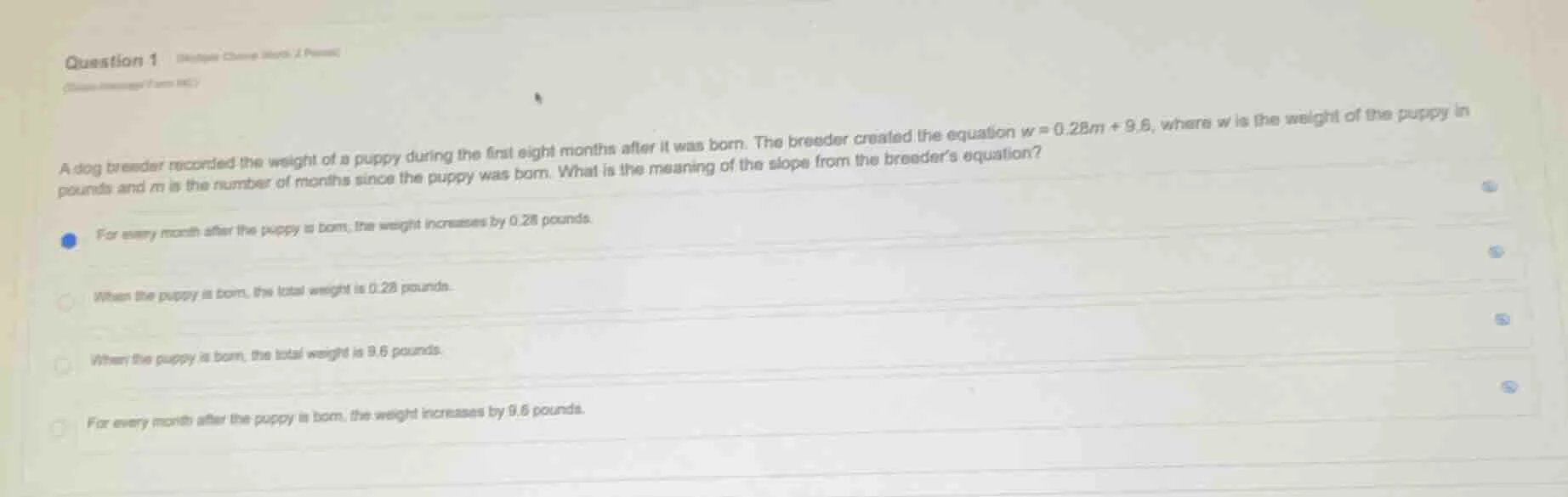 question 1 a dog breeder recorded the weight of a puppy during the firs…