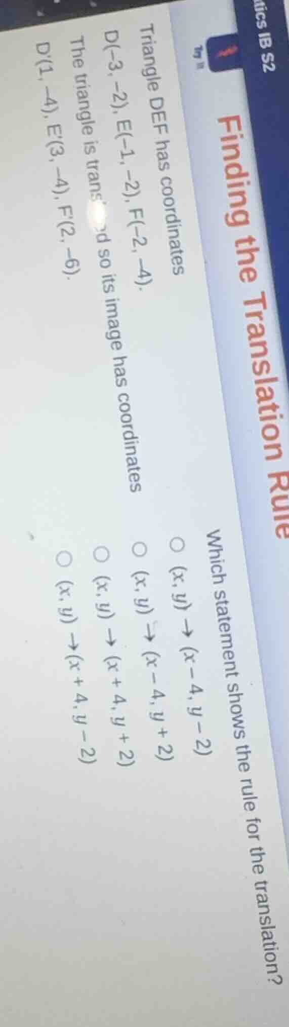 finding the translation rule triangle def has coordinates d(-3, -2), e(…