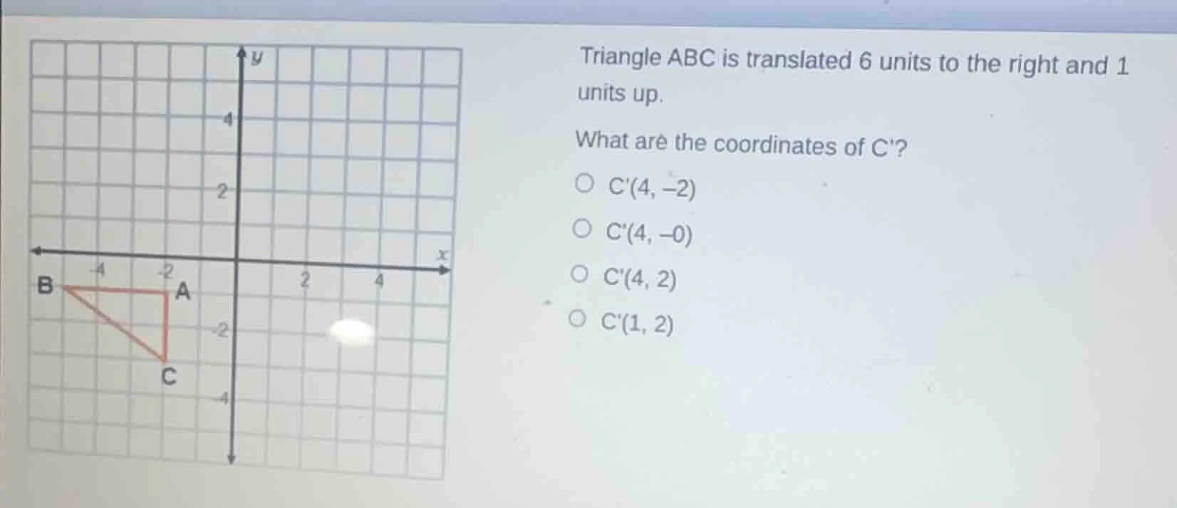 triangle abc is translated 6 units to the right and 1 units up. what ar…