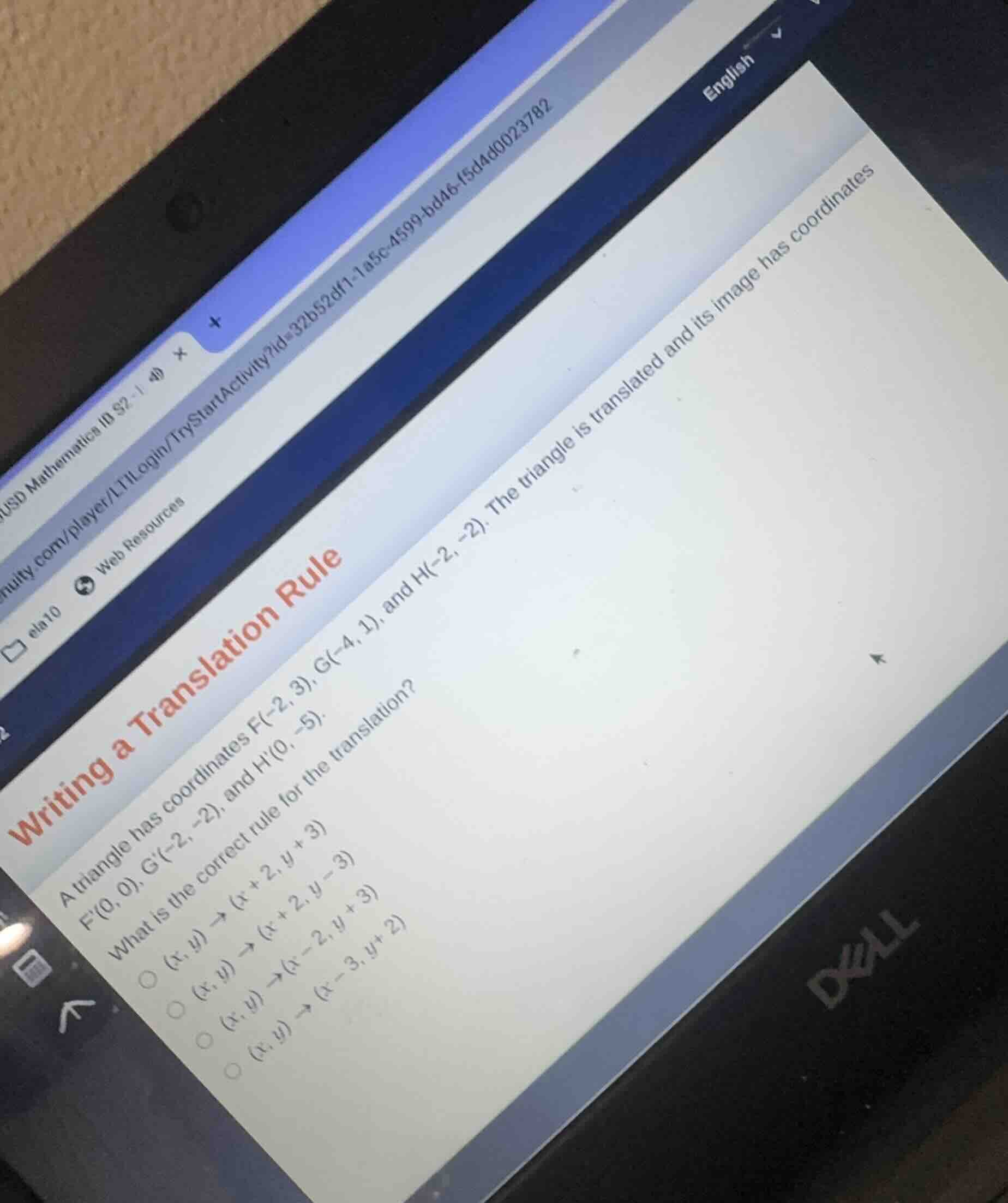 writing a translation rule a triangle has coordinates f(-2, 3), g(-4, 1…